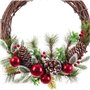 Couronne de Noël Marron Rouge Multicouleur Rotin Plastique Foam Volets