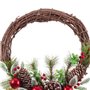 Couronne de Noël Marron Rouge Multicouleur Rotin Plastique Foam Volets