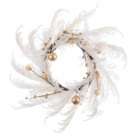 Couronne de Noël Blanc Doré Plastique 60 cm