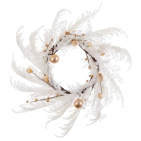 Couronne de Noël Blanc Doré Plastique 60 cm