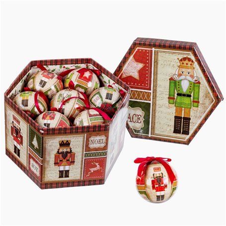 Boules de Noël Multicouleur Papier Polyfoam Casse-Noisette 7,5 x 7,5 x