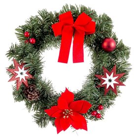 Couronne de Noël Rouge Vert Plastique 30 cm