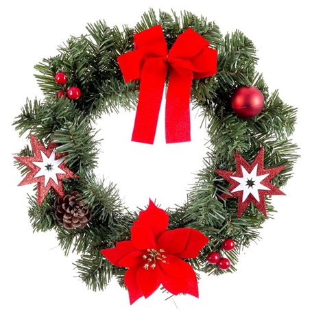 Couronne de Noël Rouge Vert Plastique 30 cm