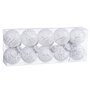 Boules de Noël Blanc Argenté Plastique Tissu Paillettes 6 x 6 x 6 cm (