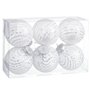 Boules de Noël Blanc Argenté Plastique Tissu Paillettes 8 x 8 x 8 cm (