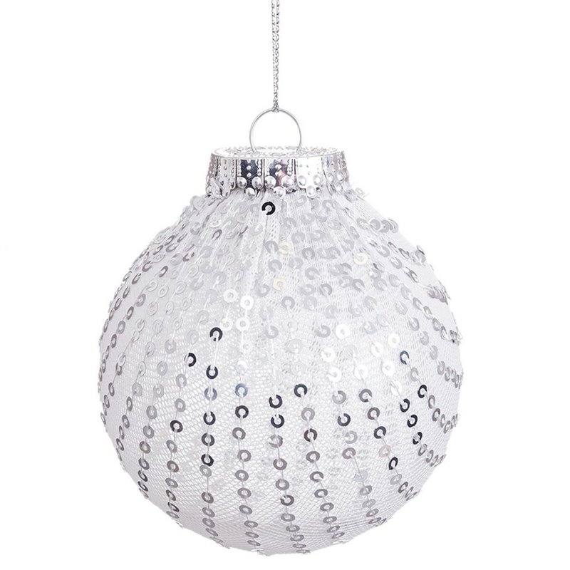 Image secondaire de Boules de Noël Blanc Argenté Plastique Tissu Paillettes 8 x 8 x 8 cm (6 Unités)