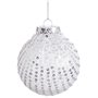 Boules de Noël Blanc Argenté Plastique Tissu Paillettes 8 x 8 x 8 cm (