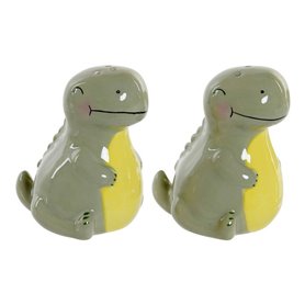 Salière avec couvercle DKD Home Decor LC-173478 Dinosaure Blanc Vert D