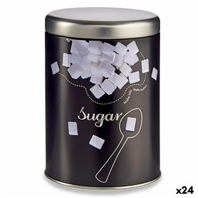 Boîte Sucre Noir Métal 1 L 10,5 x 15 x 10,5 cm (24 Unités)