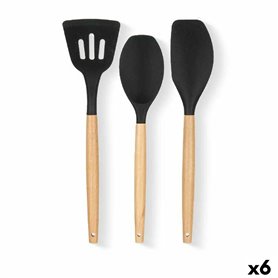 Set d'Ustensiles de Cuisine Bois Silicone (6 Unités)