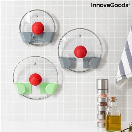 Set de 3 Supports Mural Adhésif pour Couvercle de Cuisine Smarack Inno