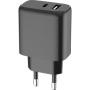 Double Chargeur maison USB A+C 40W (15+25W) Power Delivery Noir - 100%