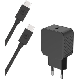 Chargeur maison USB C 25W Power Delivery + Câble USB C/USB C Noir - 10