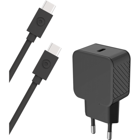 Chargeur maison USB C 25W Power Delivery + Câble USB C/USB C Noir - 10