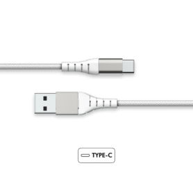 Câble Renforcé USB A/USB C 1,2m 3A Blanc - Garanti à vie Force Power L