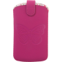 Pouch universel vertical rose taille L avec papillon embossé