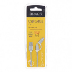 AUTO-T Câble plat 2 en 1 : micro-USB / IPhone 5&6 17,99 €