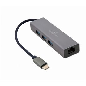 Hub USB GEMBIRD A-CMU3-LAN-01 Gris