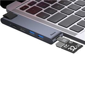 Hub USB Baseus CAHUB-L0G Gris Noir/Argenté