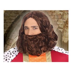 Perruque avec barbe C/C. PELUCA 43624 Roi Mage Marron