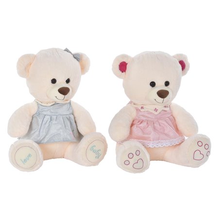 Ours en peluche DKD Home Decor Beige Rose Vert Enfant 20 x 20 x 50 cm 