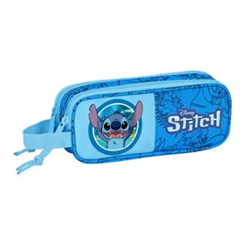 Trousse d'écolier Stitch Double fermeture éclair Bleu 21 x 8 x 6 cm