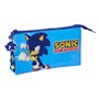 Trousse Fourre-Tout Triple Sonic Speed 22 x 12 x 3 cm Bleu Enfant