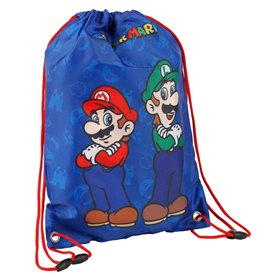 Sac à dos serré par des ficelles Super Mario & Luigi Bleu 40 x 29 cm