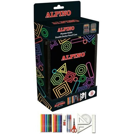 Plumier double Alpino Multicouleur 32 Pièces