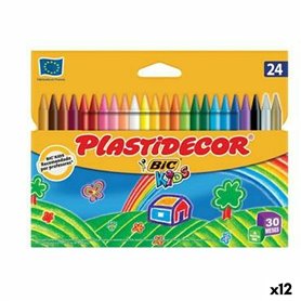 Crayons gras de couleur Plastidecor Multicouleur (12 Unités)