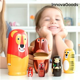 Poupée russe en bois avec figurines d'animaux Funimals InnovaGoods IG8