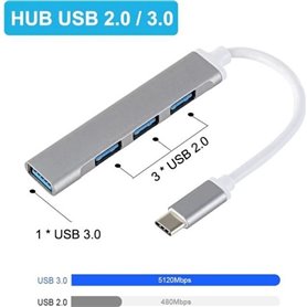 4 ports USB 3.0 HUB Super haute vitesse adaptateur pour Macbook, Smart