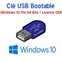 Clé USB 8Go Bootable Windows 10 Pro 64 Bits + Licence OEM activation