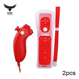 EGSII 2pcs Manette Wiimote+Nunchuck+Housse Pour Wii - Rouge