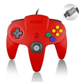 Manette de jeu pour contrôleur de filaire Nintendo N64 rouge Rouge