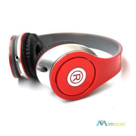 casque rouge réglable compact et pliable compatible tout smartphone et