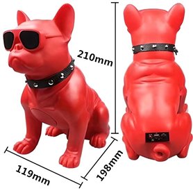 Haut parleur bluetooth en forme de bulldog rouge