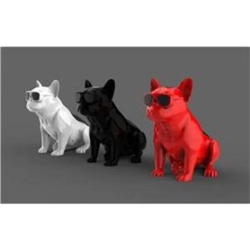 Haut parleur bluetooth en forme de chien bulldog rouge