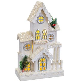 Décorations de Noël Blanc Bois Maison 24 x 11 x 39 cm