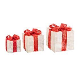 Décorations de Noël Blanc Rouge Métal Fibre Boîte Cadeau 25 x 25 x 31 