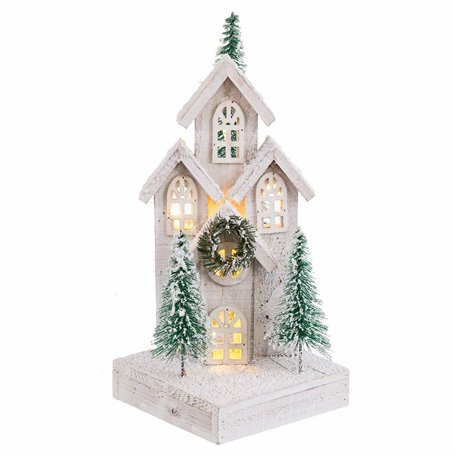 Décorations de Noël Blanc Vert Bois Plastique ville 16 x 16 x 38 cm