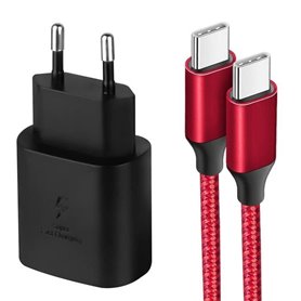 Chargeur Rapide USB-C 25W + Câble USB-C Nylon 1M pour iPhone 15 Pro - 