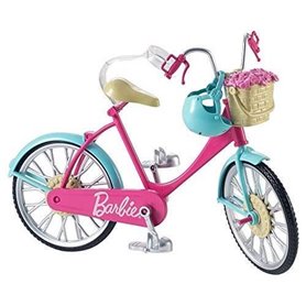 Barbie Mobilier Bicyclette pour poupée, vélo fourni avec casque bleu e