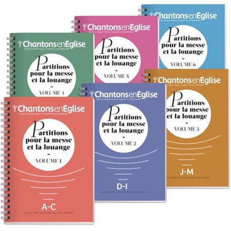 Lot 6 volumes - Chantons en Eglise : Partitions pour la messe et la louange