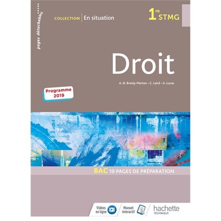 En situation Droit 1re STMG - Livre élève - Éd. 2019