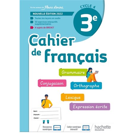 Cahier de Français cycle 4/3e - cahier d'activités - Ed. 2022