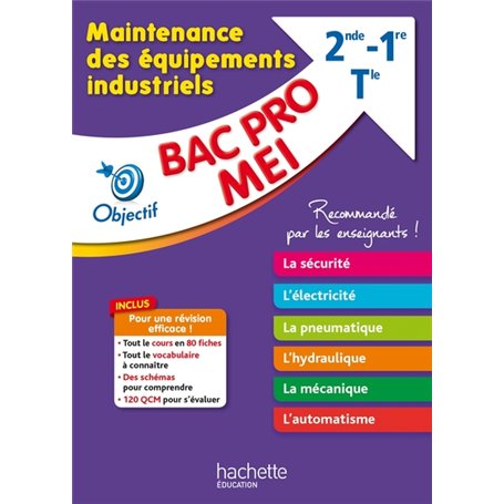 Objectif Bac - Fiches Bac Pro MEI - Maintenance des équipements industriels : 80 fiches, 120 QCM
