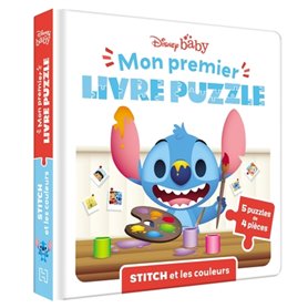 DISNEY BABY - Mon Premier livre puzzle - 4 pièces - Stitch et les couleurs