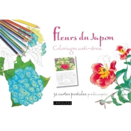 Fleurs du Japon coloriages anti-stress 32 cartes postales