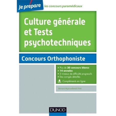 Culture générale et Tests psychotechniques - Concours Orthophoniste - 30 sujets corrigés